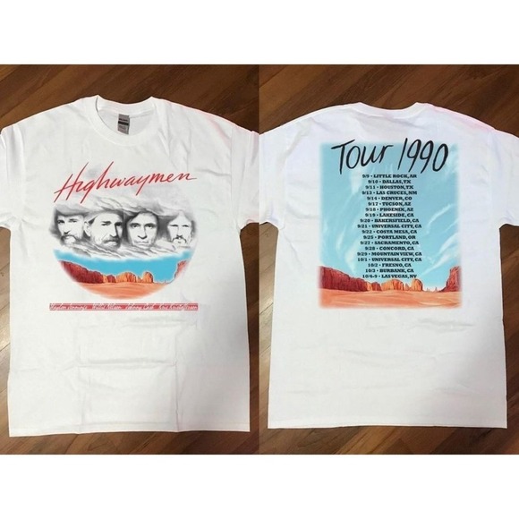 Kristi M Other - The Highwaymen 1990 Kick Off Tour T Shirt Concert 2 Sided Music Fan Tee